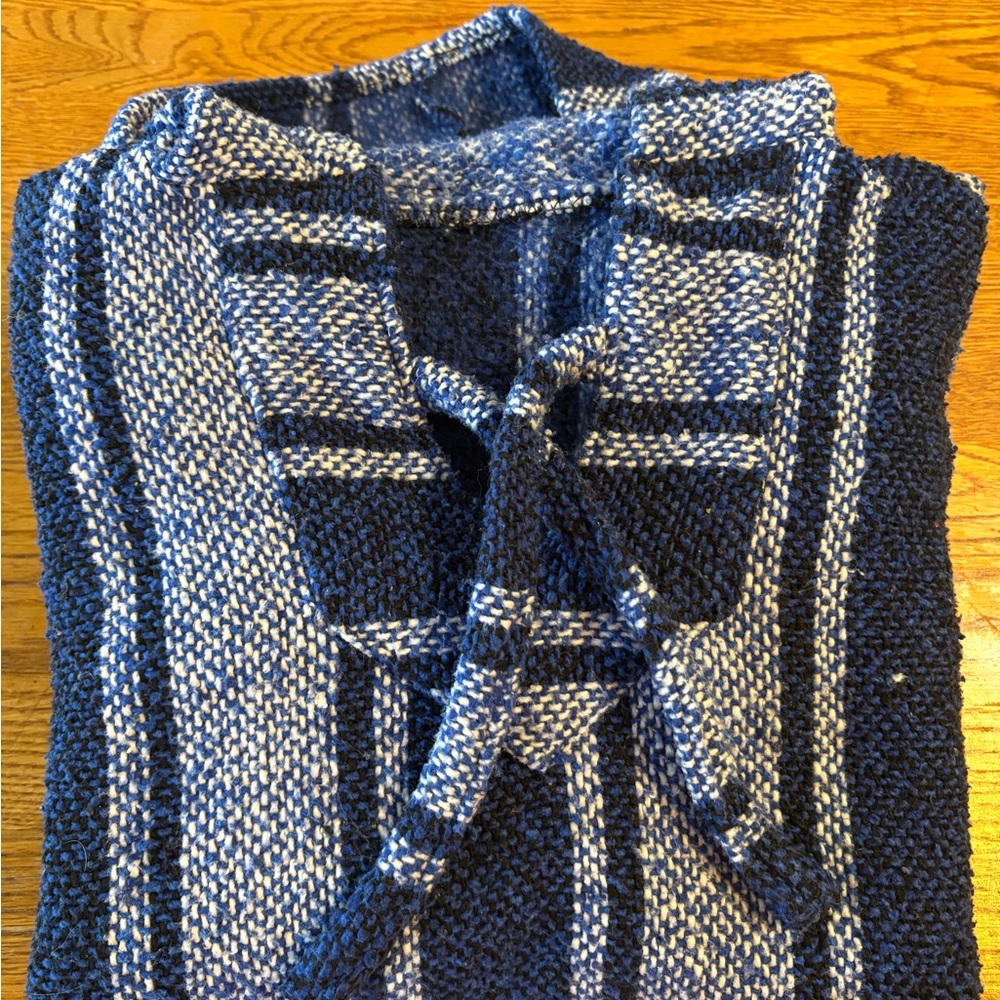 Blue and White Striped Baja Hoodie Size M